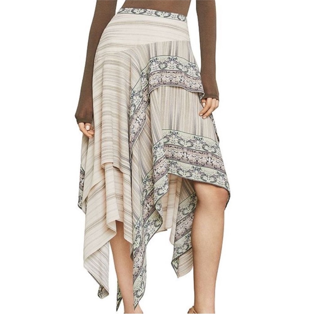 BCBGMaxAzria Cream Asymmetrical Midi Skirt Resort Wear